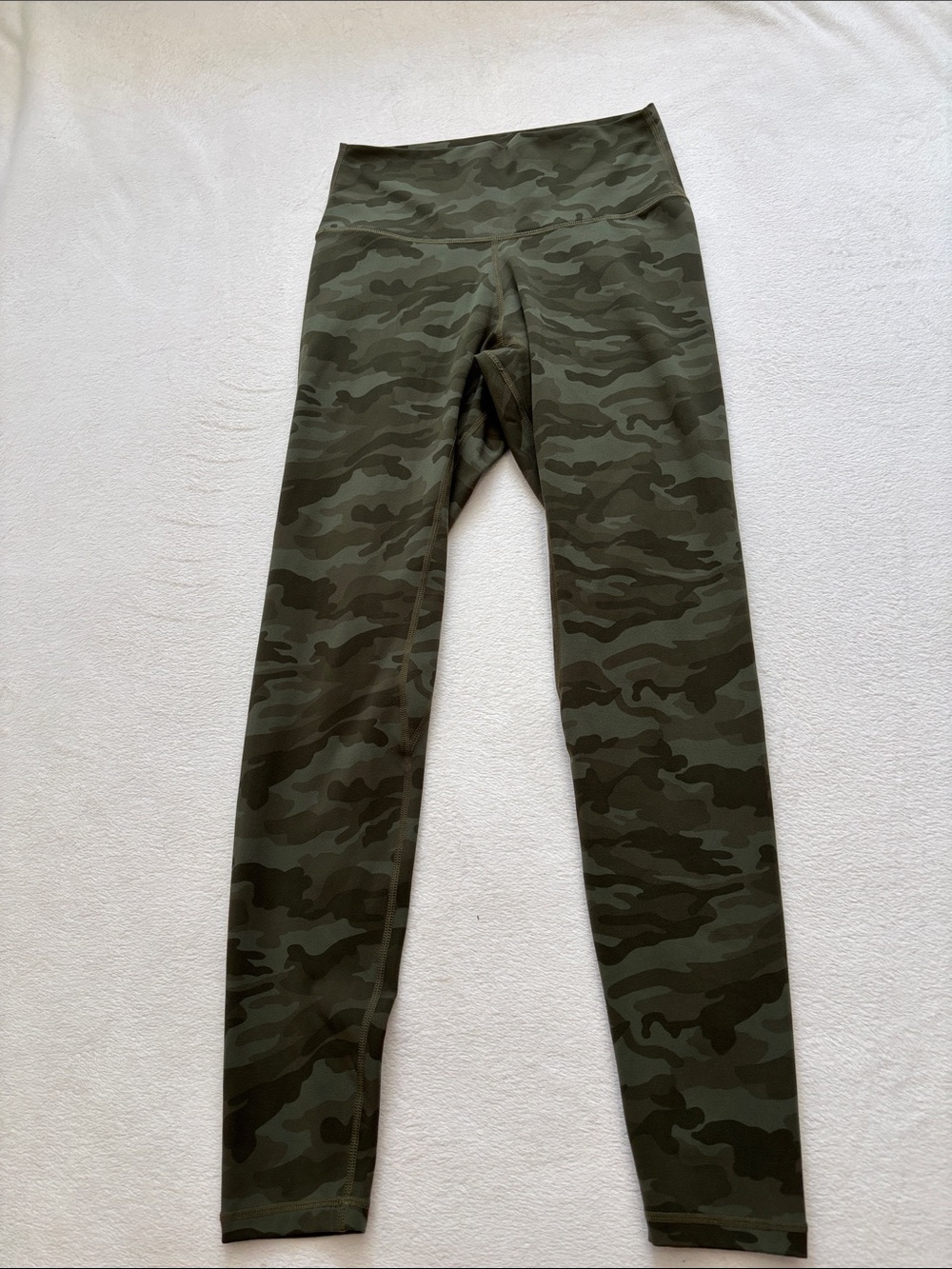 Womens Olive Camo High-Waist Active Leggings